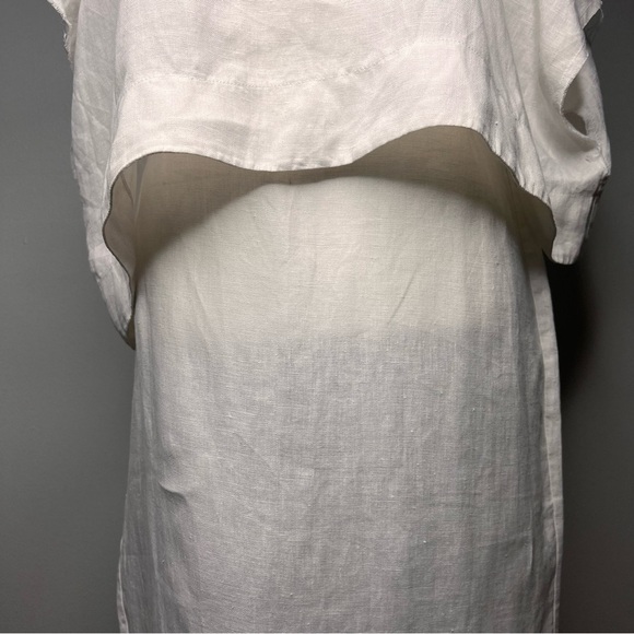 Women’s Small 100% Linen Layered Dress Architectural Minimalist Monochrome USA - Picture 5 of 14